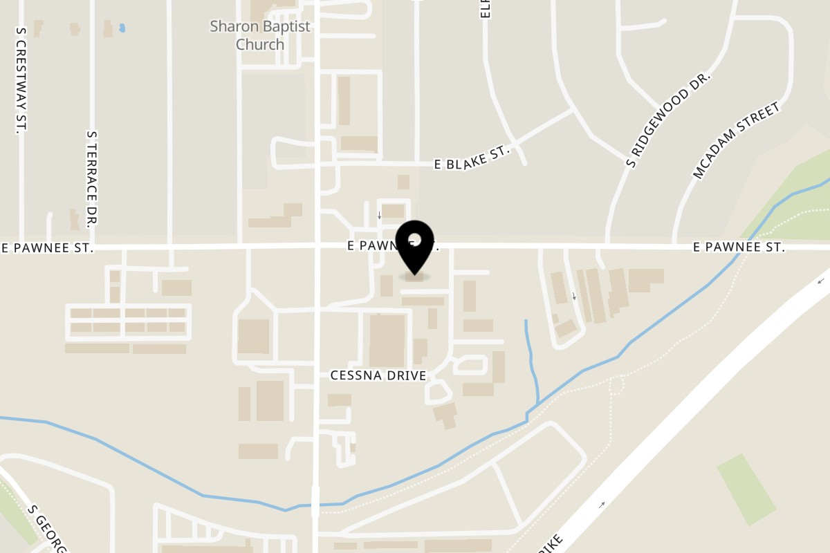 Map showing the location of Pho KC on 4875 E Pawnee St in Wichita